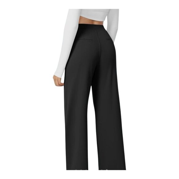 Halara High Waisted Side Pocket Pants sz XL Petite Black Straight Wide Leg Work - Picture 2 of 8